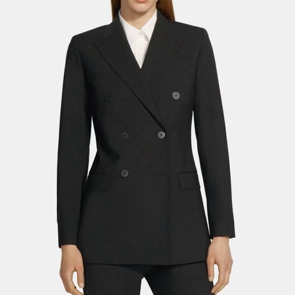 NWT Theory Double-Breasted Blazer in Stretch Wool - Picture 1 of 12